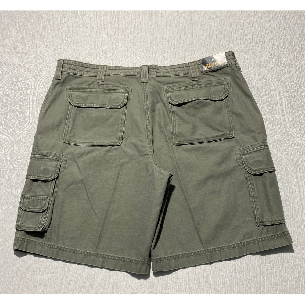 RedHead Original Trailhead Cargo Shorts Mens 44W Olive Green Cotton Heavy Canvas